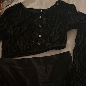 Black Sheer Zebra Print Top and Skirt Set